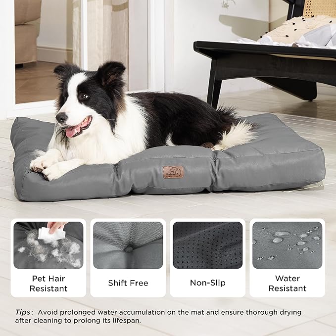 Bedsure Dog Beds Large Sized Dogs - Washable Pet Bed Mattress with Oxford Fabric, Pet Pillow Cushion for Crate, Grey Dog Mat Outdoor, 36x27x4, Grey
