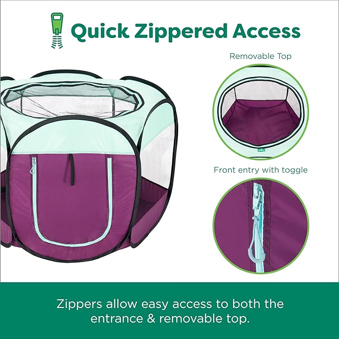 Furhaven Pop Up Dog Playpen Portable Pet Tent Playground Foldable Indoor Outdoor Puppy cat Kitten - Purple, Medium