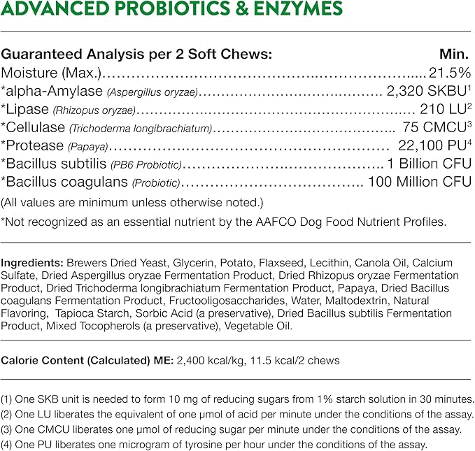 NaturVet Advanced Probiotics & Enzymes, PB6 Dog Soft Chews to Help Sensitive Stomachs and Digestive Issues, Hickory Smoked Bacon Flavored Pet Supplement for Dogs Over 6 Weeks, 120 Count Jar