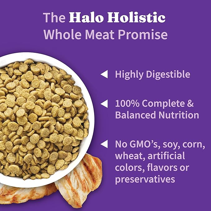 Halo Holistic Small Breed Dog Food, Cage Free Chicken & Sweet Potato Recipe, Grain Free Dry Dog Food, Complete Digestive Health, 3.5 lb Bag
