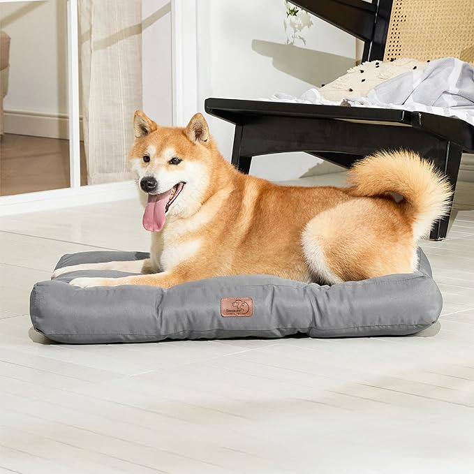 Bedsure Dog Bed Medium Size Dogs - Washable Pet Bed Mattress with Oxford Fabric, Water Resistant Flat Pet Pillow Cushion for Medium Dog Crate, 30x20x4, Grey