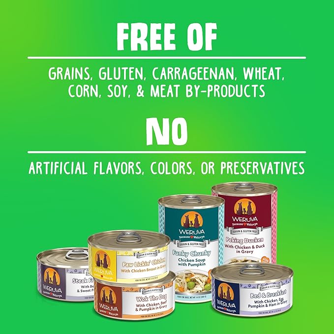 Weruva Classic Dog Food, Variety Pack, Chicken Free, Just 4 Me, Wet Dog Food, 14oz Cans (Pack of 12)