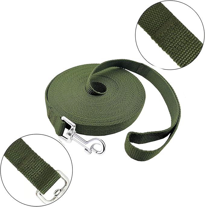 PETGOGO 15ft 20ft 30ft 40ft 50ft Long Dog/Puppy Lead Obedience Recall Training Dog Leashes for Small Medium Dogs Camping, Training, Play, or Backyard (20 FT, Green)