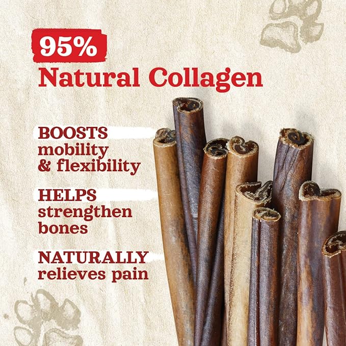 Natural Farm Odor-Free Collagen Chews (12 Inch, 3 Pack), Long Lasting Bully Sticks & Rawhide Alternative Dog Treats, 95% Collagen Low Fat, High Protein Best Dental Dog Treats – Medium & Large Dogs