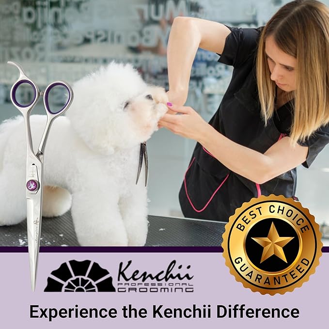 Kenchii Scorpion Dog Grooming Scissors, 7 Inch Straight Shears, Dog Scissors for Grooming, Professional Pet Grooming Scissors, Heavy Duty, Durable and Sharp