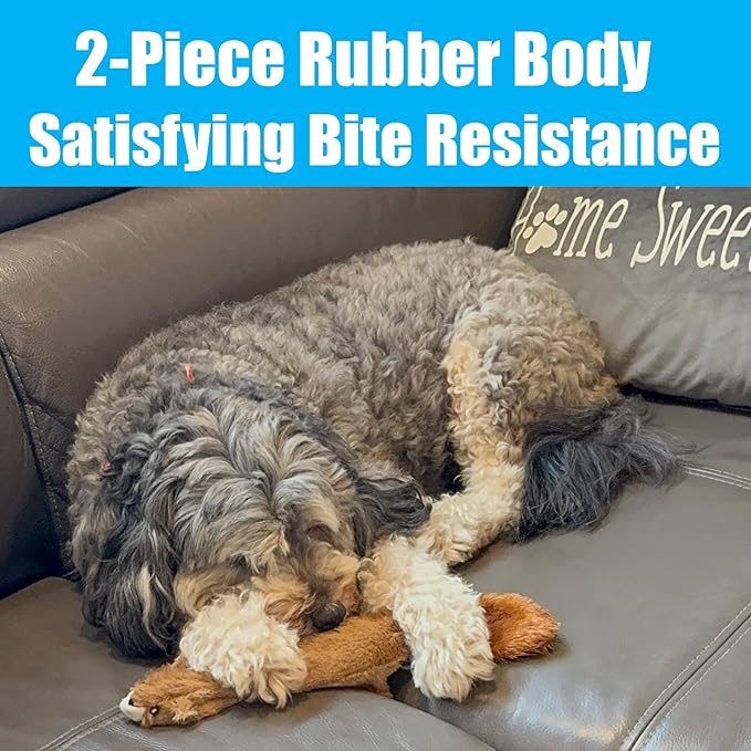 SPOT Skinneeez Plus Squirrel - Stuffing Free Dog Toy with Two Piece Rubber Body and Two Squeakers, Fun to Bite, Stuffingless Design is Great for Moderate Chewers, Tug Toy for Puppies & Dogs - 15in