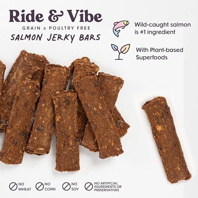 Superfood Dog Treats Salmon, Chicken or Beef Jerky Bars - Dog Treats for Snacks and Training – Made in USA - No Corn, Wheat or Soy – Poultry Free, 5oz or 16oz (Salmon (2 Lbs))