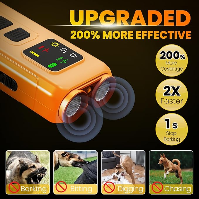 Dog Bark Deterrent Devices, Rechargeable Anti Barking Device for Dogs, Dog Training Tools to Stop Bad Behaviors, Compact Bark Control for Dogs, Up to 32 Ft Range Dog Barking Silencer, Easy to Carry