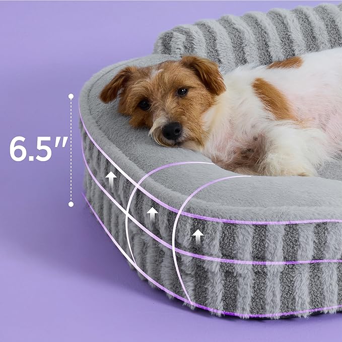 LE SURE Cute Dog Bed Medium Size Dog, Orthopedic Waterproof Medium Pet Beds with Sides, High Back Non-Slip Bottom and Egg-Crate Foam Pet Couch Sofa with Washable Removable Cover, Grey