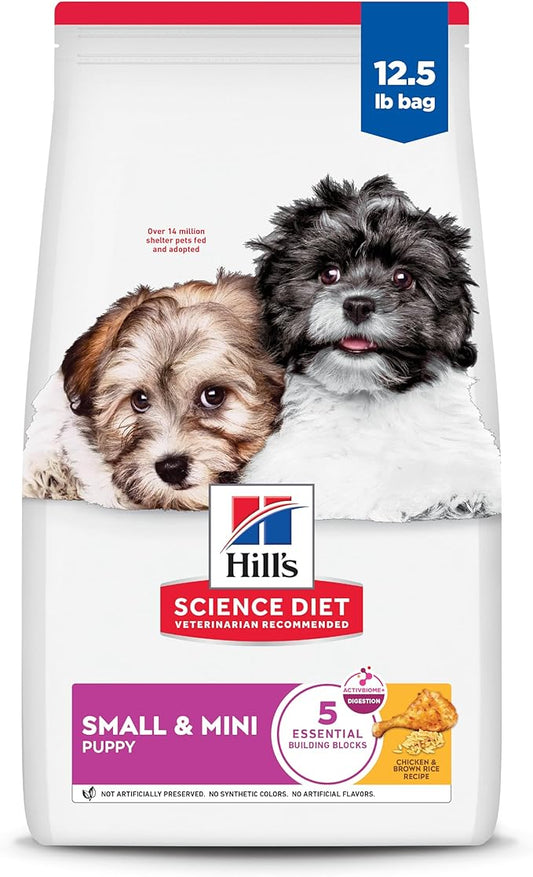 Hill's Science Diet Puppy Small & Mini Breeds Dry Dog Food, Chicken & Barley, 12.5 lb Bag