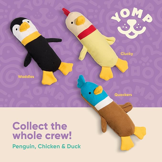 Yomp Plush Duck Dog Toy – Durable Stuffed, No Squeaker Dog Toys with Natural Canvas and Crinkle Paper – Interactive Stuffed Animal for Dogs (Quacker)