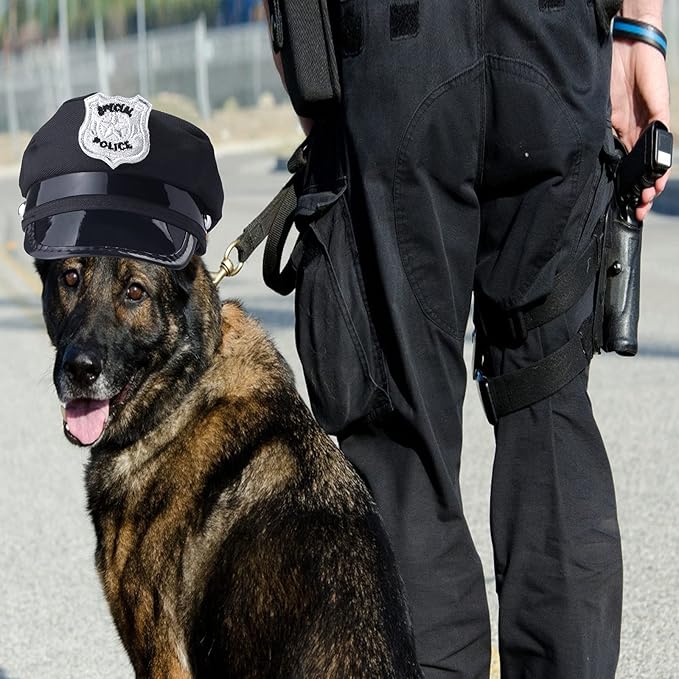 Yewong 2-Piece Pet Police Costume Accessory Set - Dog & Cat Police Hat with Necktie & Dress Up Kit for Halloween & Christmas Cosplay