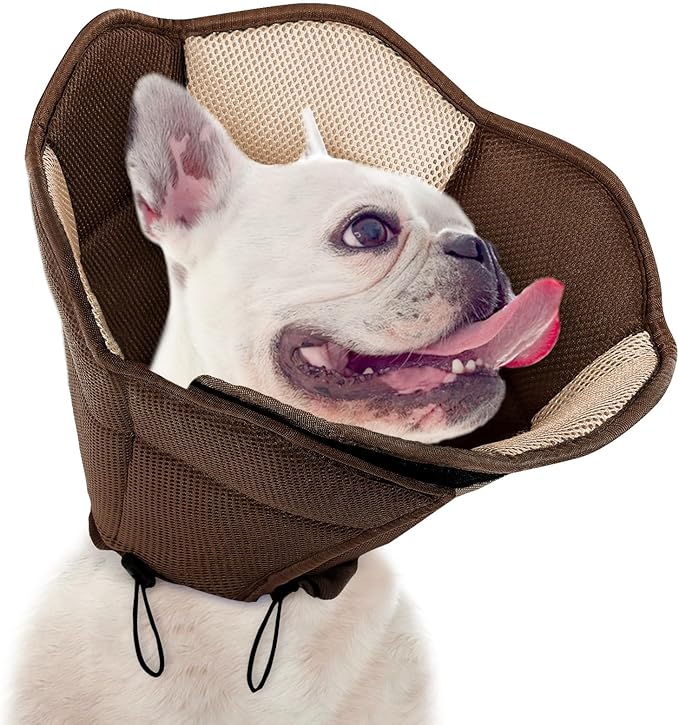 SUNFURA Dog Cone - Soft Cone for Dogs to Stop Licking, Pet E-Collar Alternative After Surgery, Adjustable Pet Recovery Collar for Wound Healing, Brown Small