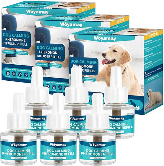 Dog Calming Diffuser Refills - 6 Pack Dog Pheromones Calming Diffuser for Dog Anxiety Relief, Dog Pheromone Diffuser, 180 Days Pheromone Diffuser to Calm Dogs, Fits All Common Diffuser Heads