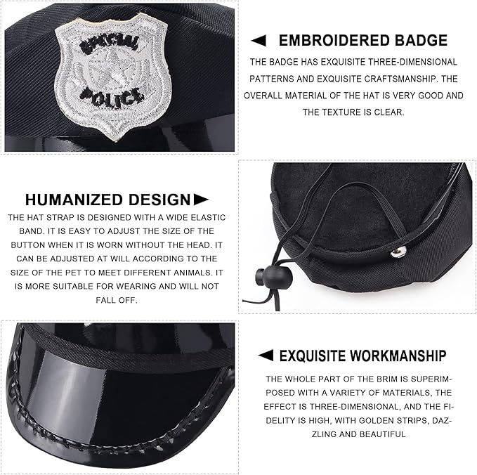Yewong Pet Police Costume Accessory Set Dog Cat Police Hat Badge Sunglasses Pet Police Dress Up Kit for Halloween Christmas Cosplay Role Play Fancy Dress (Set-B)