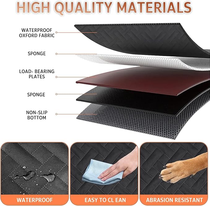 Dog Car Seat Cover for Back Seat,100% Waterproof & Scratchproof Back Seat Pet Cover for Dogs,5MM PP Board Hard Bottom Dog Bed for Car,Supports 400lbs Back Seat Extender for Dogs for Car/SUV