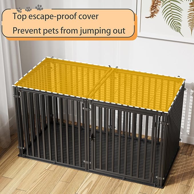 Steel Tube Heavy Large Dog Crate with Mat Base, 55" L x 32" H Dog Crates for Medium Large Dogs, Big Dog Cage, Dog Kennel, Puppy Dog Playpen with Top, Pet Cage, Indoor, Black3