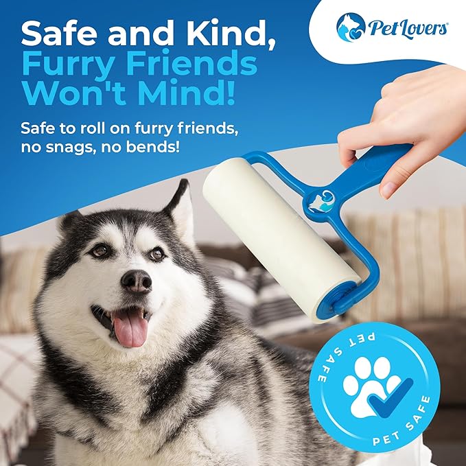 PetLovers 6.3" Large Lint Roller for Pet Hair Extra Sticky 270 Sheets, Ideal for Pet Hair Removal from Furniture & Clothes, Dog and Cat Lint Remover 3 Pack