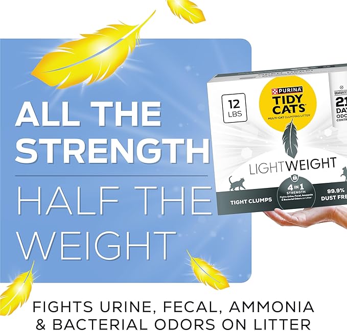 Purina Tidy Cats Lightweight 4-in-1 Strength Multi-Cat, Odor Control, Clumping, 99.9 Percent Dust Free Cat Litter - 12 lb. Box