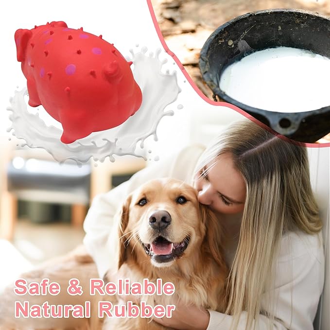 Squeaky Pig Dog Toy That Oinks, Latex Pig 7.3 in Grunting Dog Toys, Durable Dog Chewing Toys for Small Medium Large Dogs(Red, 1 Pcs)