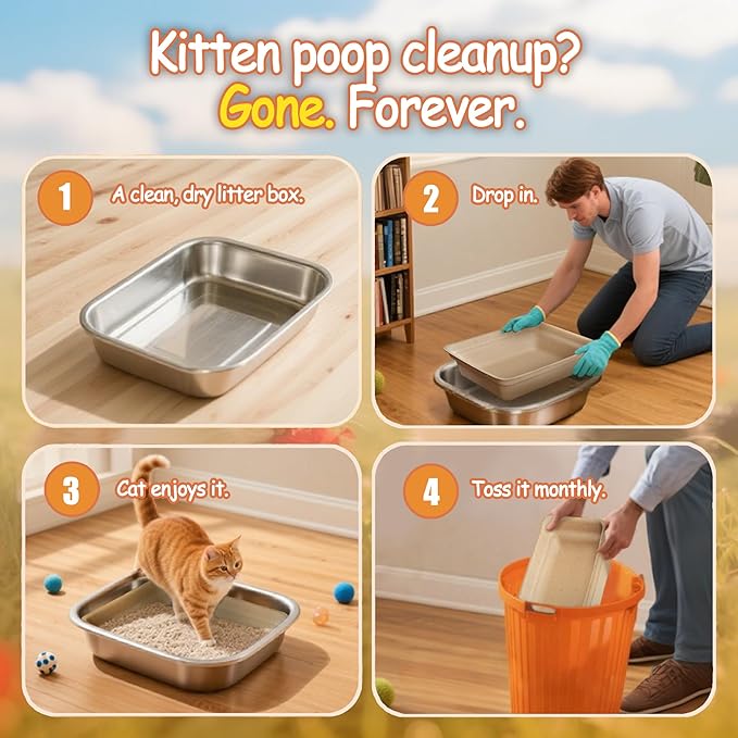 Disposable Litter Boxes for Cats Leak-Proof: 9-Pack Odor Control Sustainable Large Kitty Tray for Travel/Indoor Use