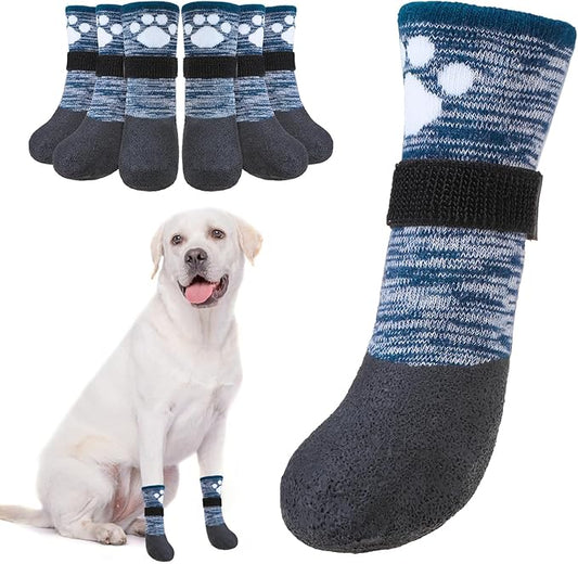 BEAUTYZOO Waterproof Dog Boots for Small Medium Large Size Dogs, Navy Blue XL