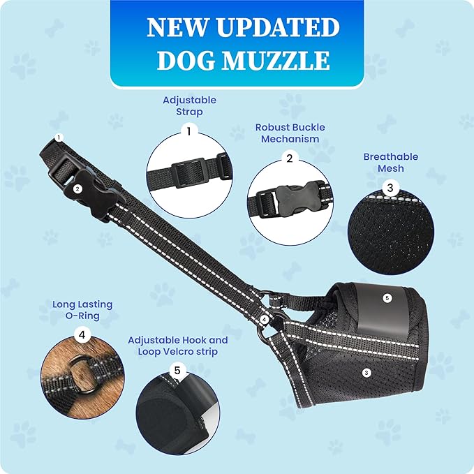 Dog Muzzle for Small Dogs - Soft Nylon Breathable Muzzle for Small Dog with Air Mesh | Adjustable Dogs Muzzles to Prevent Biting | Puppy Mussels for Grooming Barking Chewing Allows Panting Drinking