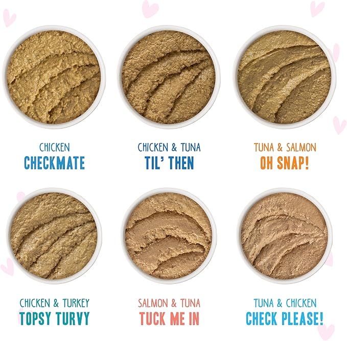 Weruva B.F.F. Play - Best Feline Friend Paté Lovers, Aw Yeah!, Swipe Right Delight Grain-Free Natural Wet Cat Food Variety Pack, 2.8oz Can (Pack of 18)