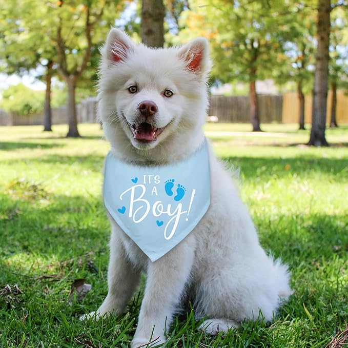 It's A Boy Gender Reveal Baby Announcement Pregnancy Announcement Dog Bandana Triangle Scarf Baby Announcement Photo Prop Pet Scarf Accessories for Pet Dog Lovers Gifts - Blue