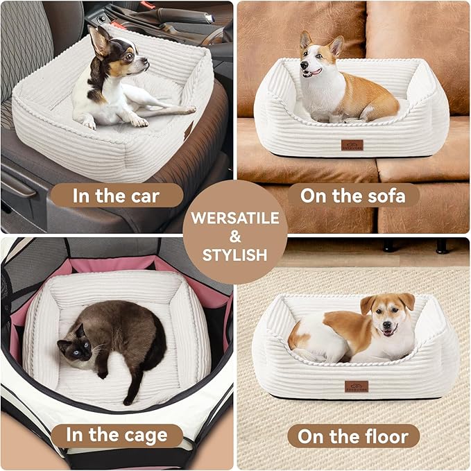 Orthopedic Dog Bed for Medium Dogs,Dog Sofa Beds Supportive Foam Pet Couch Bed with Removable Washable Mat and Nonskid Bottom (Medium, Cream)