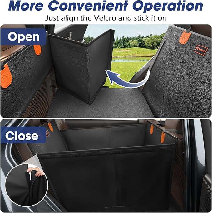 FURTIME Large Dog Car Seat, Upgraded PU Leather Back Seat Extender with Hard Bottom, Waterproof Pet Car Seat Cover for Medium Sized Dog, Pet Hammock for Cars, SUVs, Trucks