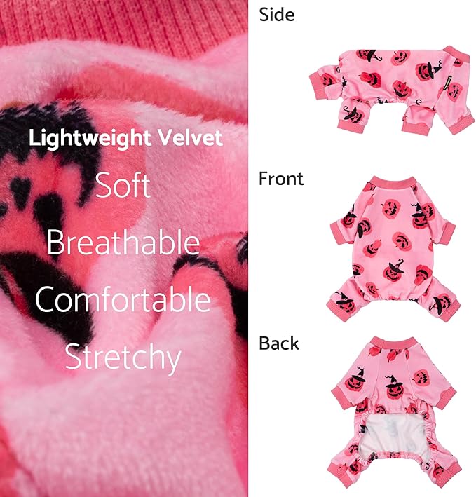 Fitwarm Halloween Jack O Lantern Dog Pajamas, Funny Costumes for Small Dogs Girl, Pet Outfit, Pink, Black, Large