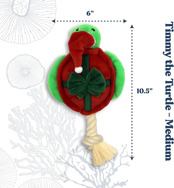 Dog Toys | Holiday Plush Toy Turtle Stuffed Animal for Dogs | Medium Eco Friendly Toy - Easy to Clean and Made from Non Toxic Materials