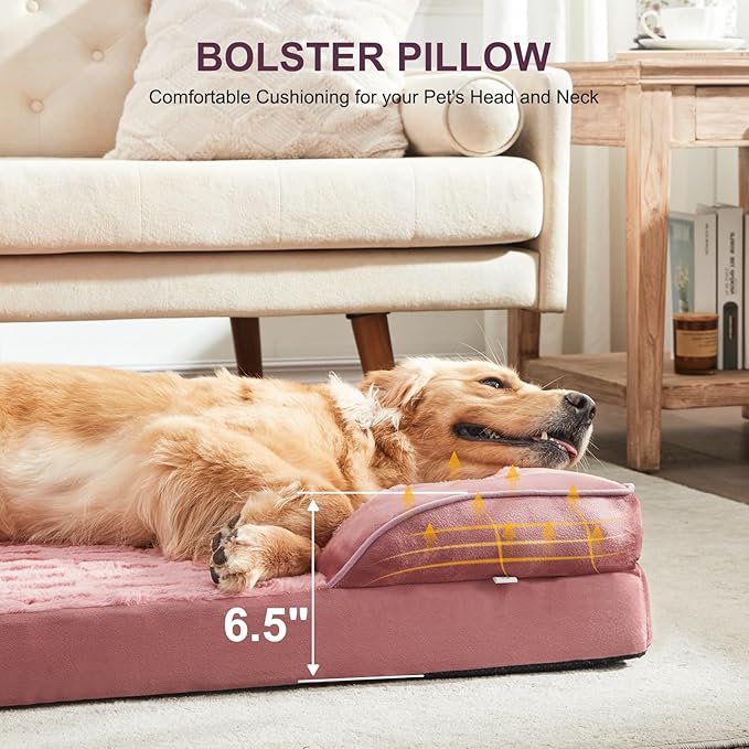 FURTIME Orthopedic Dog Beds for Large Dogs, Washable Dog Couch with Ultra Comfy Supportive Foam, High-Density Egg Crate Foam with Removable Cover, Pet Sofa Bed Waterproof, Nonskid Bottom