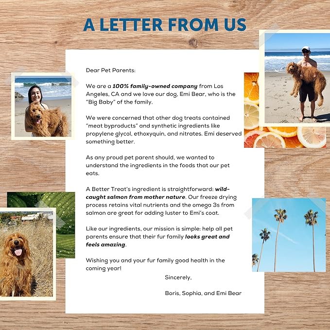 A Better Treat New Freeze Dried Salmon Dog Treats, Wild Caught, Single Ingredient | Natural High Value | Gluten Free, Grain Free, High Protein, Diabetic Friendly | Natural Fish Oil | Made in The USA