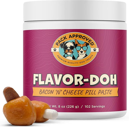 Flavor-Doh - Flavored Pill Wrap for Dogs to Hide Capsules and Create Pill Treats for Dogs - Easy-to-Use Treat Paste for Pet Medication - Bacon n' Cheese (8oz)