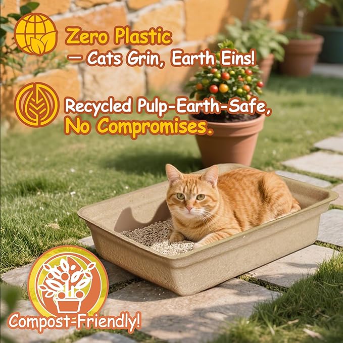 Disposable Litter Boxes for Cats Leak-Proof: 6-Pack Odor Control Sustainable Large Kitty Tray for Travel/Indoor Use