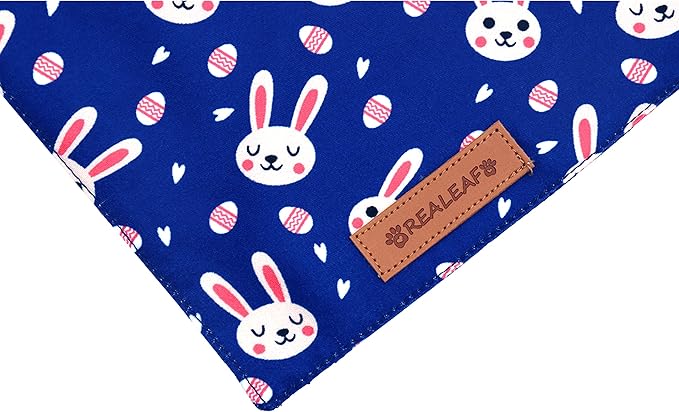 Realeaf Easter Dog Bandanas 2 Pack, Triangle Reversible Pet Scarf for Boy and Girl, Premium Durable Fabric, Holiday Bandana for Small Medium Large and Extra Large Dogs (X-Large)
