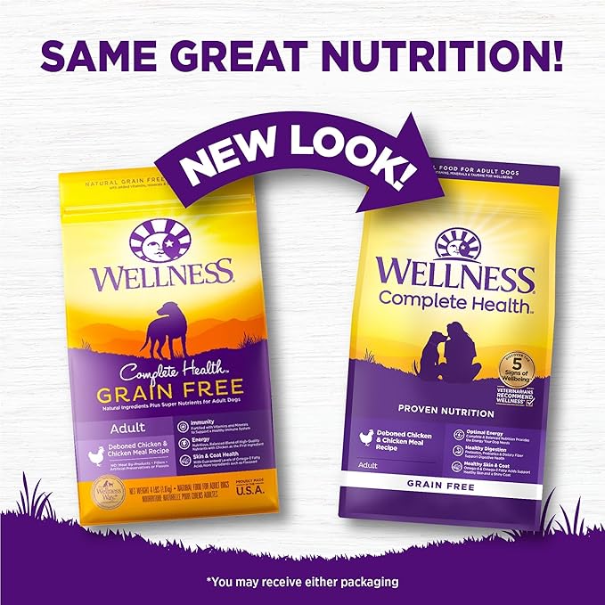 Wellness Complete Health Dry Dog Food, Grain Free, Natural, Chicken Recipe, (22-Pound Bag)