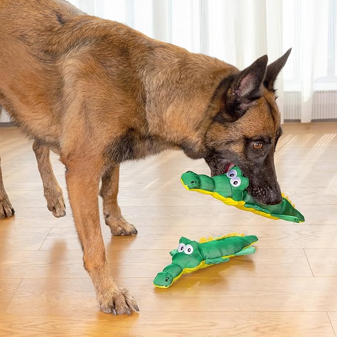 Dog Plush Toy for Aggressive Chewer, Though Large Stuffed Animal Dog Toys, Upgrade 10 Times Durablities Dyneema Dogs Squeaky Toy, Big Dogs Toys for Small, Medium, Large Breed(Crocodile)