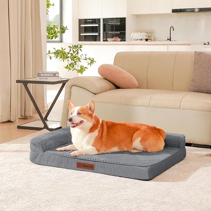 Orthopedic Dog Beds Large Sized Dog, Memory Foam Pet Bed for Large Dogs, Washable Removable Cover, Nonskid Bottom, Waterproof, 41x27x6 Inches, Dark Grey