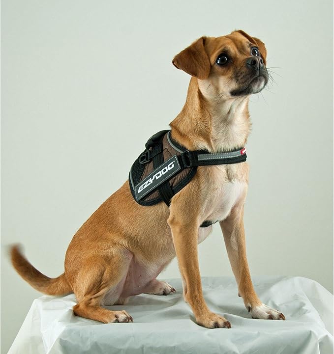 EzyDog Convert Dog Harness – Trail-Ready Rugged Harness for Walking, Hiking & Outdoors with Reflective Piping, Badge Attachment Points, Traffic Handle, & Comfort Lining (XX-Large, Denim)