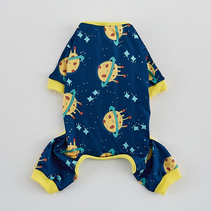 Dog Pajamas Onesie for Small & Medium Dogs - Polyester, Cozy, Wrinkle-Resistant Four-Legged Apparel (Blue Black, Large)