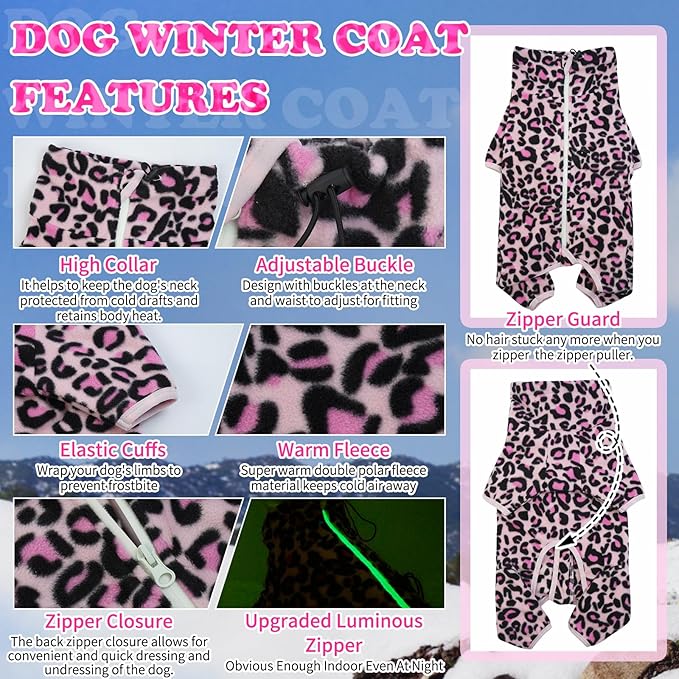 ROZKITCH Camo Winter Dog Coat, Pet Windproof Warm Cold Weather Jacket Vest with Luminous Zipper, Jumpsuit Apparel Outfit Clothes for Small Medium Large Dog L-Pink XL
