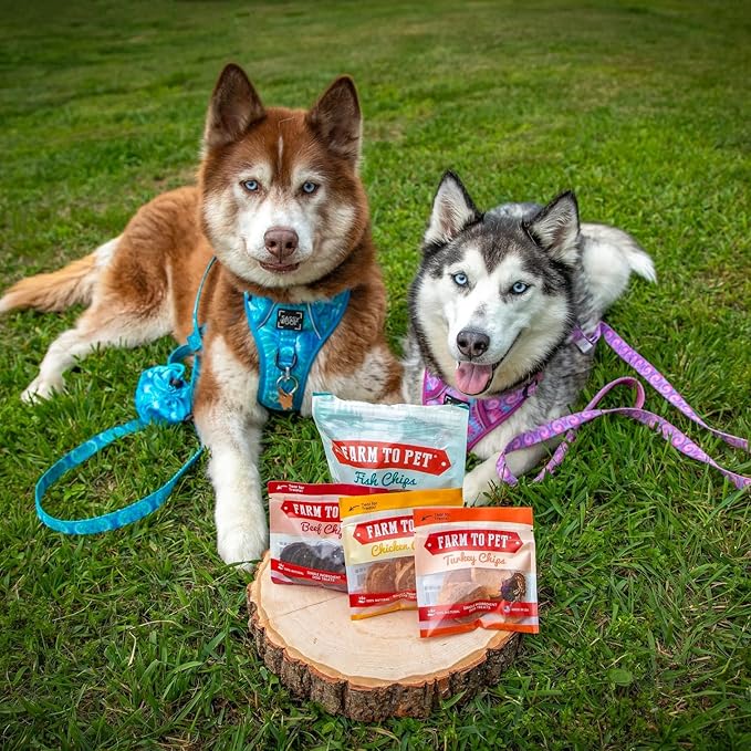 Farm To Pet - Puppy Training Treats Starter Pack Fish 4oz + 2 Chicken & 2 Turkey Snack Chips for Small Dogs - Value Pack Treats, 100% All Natural, Single Ingredient, Puppy Essentials Made in USA