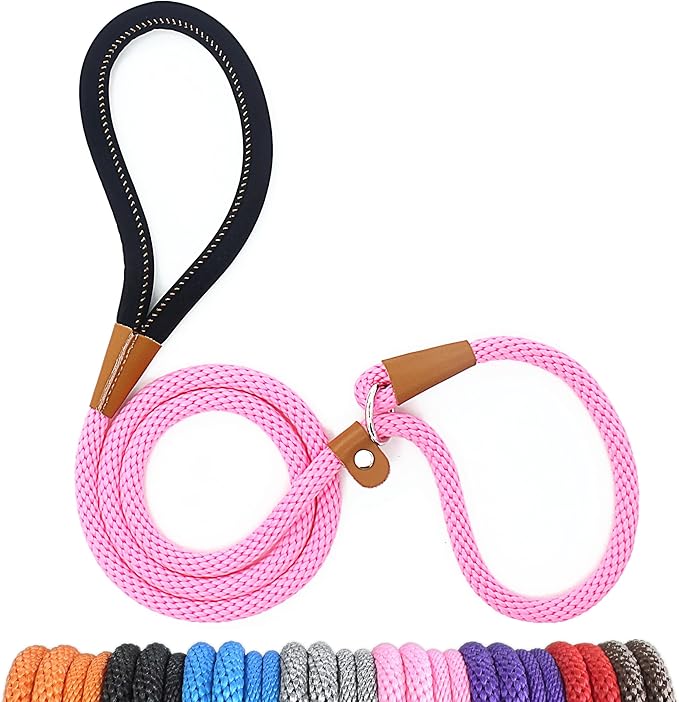 lynxking Dog Leash Slip Lead 5 6 8 FT Dog Training Leash Strong Heavy Duty Braided No Pull Training Lead Leashes for Small Medium Large Dogs