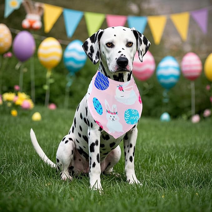 Easter Dog Bandanas for Large Dog Breed 7 Pcs Sewing Hemming Polyester Dogs Bandana Adjustable XXL Dogs Scarves Grooming L