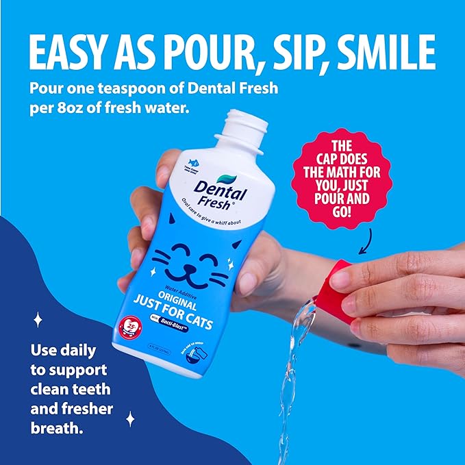 Dental Fresh Cat Water Additive, Tuna Flavor Dental Care – Easy Oral Care, Cleaner Teeth, Fresh Breath and Tartar Support for Cats