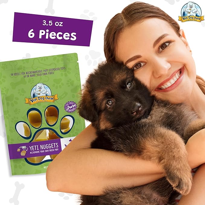 Yeti Refill Nuggets for Puff and Play Dog Toys - Natural Himalayan Yak Cheese Treats, Healthy Dog Chews, Suitable for All Dogs, Ideal for Interactive Chew Toys and Dispensers - 6 Pieces, Cheese