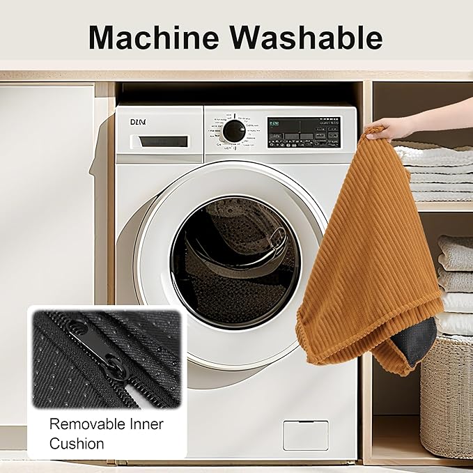 FUKUMARU Dog Bed, Thickened Corduroy Dog Beds Mat with Washable Cover, Large Waterproof Cotton Dogs Bed for Crate, Cozy Fluffy Pet Pillow Beds Kennel Pad with Non-Slip Bottom, 36inch, Ginger Yellow